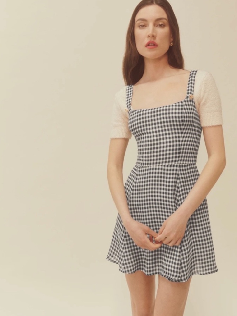 Reformation Tai Gingham Print Mini Dress Sz 10